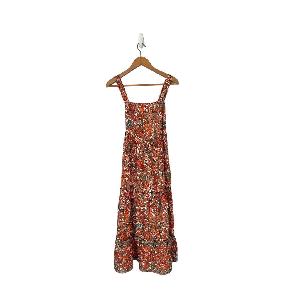 Alejandra Orange‎ Paisley Tiered Maxi Dress Band of the free gypsies boho Small